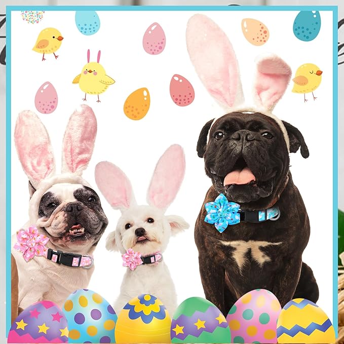 6 Pcs Valentine's Day Dog Collar with Flower Adjustable Valentine's Day Loving Heart Printed Collar for Dogs Holiday Safety Buckle Nylon Dog Collar for Female Male Small Medium Large Pet Dogs(Medium)