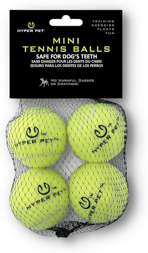 Hyper Pet MINI Tennis Balls for Dogs (Pet Safe Dog Ball for Exercise & Training, Interactive Toys work with Hyper Pet K9 Kannon MINI Launcher - 4 Pack MINI Green