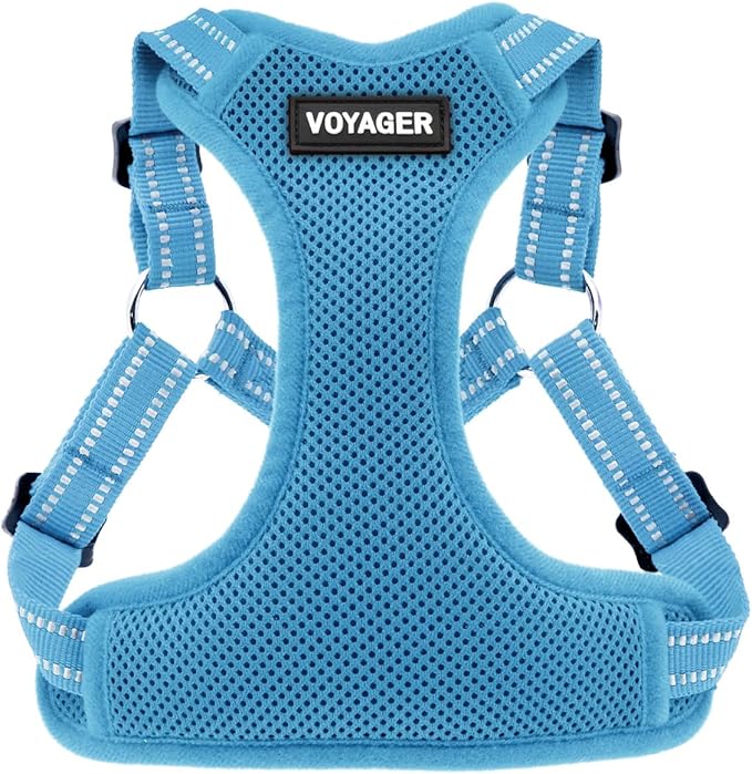 Best Pet Supplies Voyager Adjustable Dog Vest Harness Breathable No Pull Harness for Small, Medium, Large Dogs, Harness for Walking, Jogging, Easy Step-In, Reflective Stripes - (Baby Blue), XL