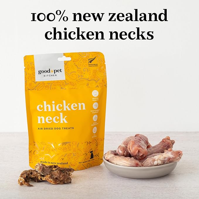 Pet Treats, Air-Dried, Natural, Single Ingredient Dog Treat, Free Range, Grain Free Dog Treats, Toppers, Snacks, Chicken Neck 2.8 oz