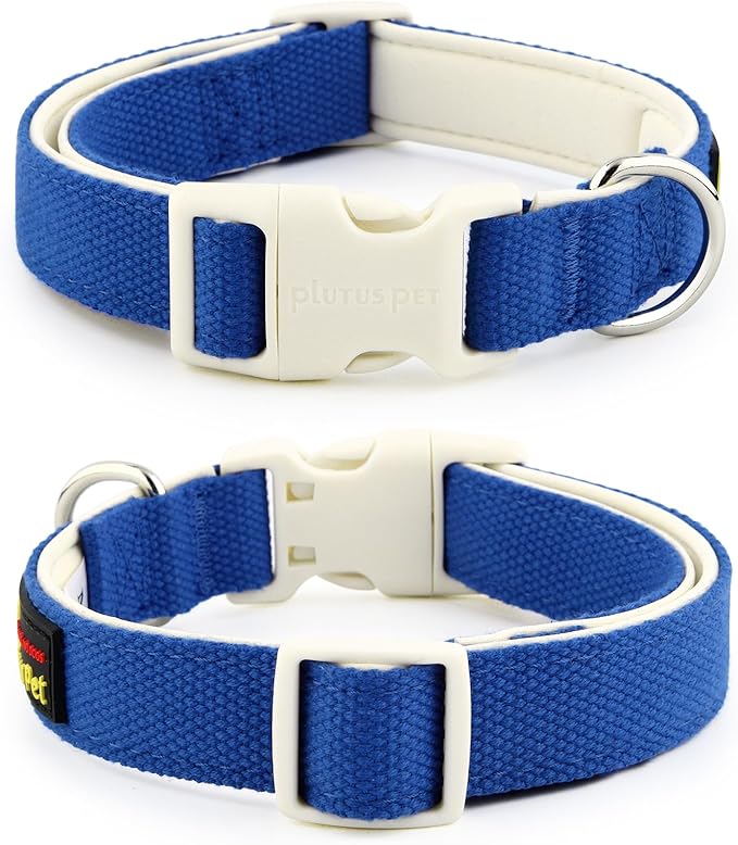 Plutus Pet Cotton Dog Collar, Heavy Duty Collar with Soft Padding, Adjustable and Comfortable for Small Medium and Large Dogs, Royal Blue, XS