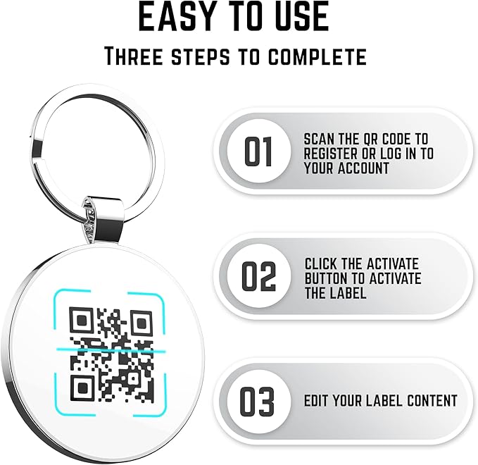 QR Code Dog Tag,Dog Tags Personalized for Pets, Custom Dog Name ID Tags Personalized Dog and Cat Tags -Free Online&Scan QR Receive Instant Location Alert Email