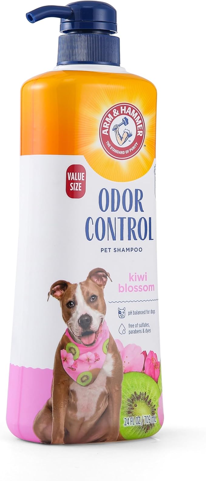Arm & Hammer for Pets Odor Control Pet Shampoo, Value Size Bottle with Pump | Odor Eliminating Dog Shampoo | Great for All Dogs & Puppies, Fresh Kiwi Blossom Scent, 24 oz