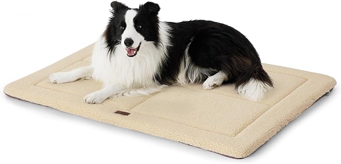 Bedsure Washable Dog Bed for Large Dogs, Reversible Foam Floor Dog Mat, Lightweight Travel Flat Pet Beds for Indoor & Outdoor Dogs (36" x 27", Beige)