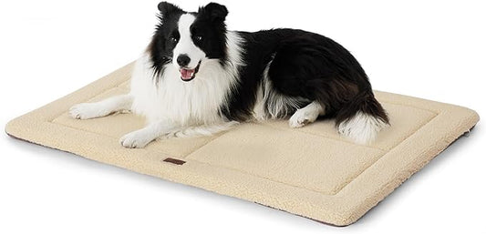 Bedsure Washable Dog Bed for Large Dogs, Reversible Foam Floor Dog Mat, Lightweight Travel Flat Pet Beds for Indoor & Outdoor Dogs (36" x 27", Beige)