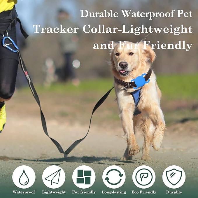 Pet Tracker for Dogs, Smart Bluetooth Location Tracker, MFi Certificated Tracking Device, Waterproof,No Monthly Fee, Works with Find My Not GPS Tracker (iOS Only) (Sky Blue)
