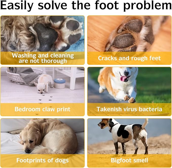 Dogs Cleaner for Paw, Pet Paw Cleaner Foam for Dogs, Dogs Paw Pad Cleaner No-Rinse Waterless Dog Shampoo Cats Feet Cleaning with Silicone Brush Easy Quickly Clean Paws for Pets