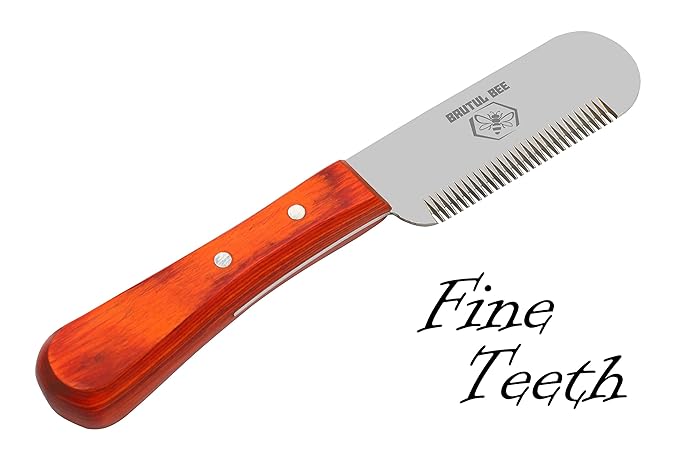 Brutul Bee Dog Grooming Coat Stripping Knife Stripper Trimmer Tool Wooded Handle Stripping Knives Set of 6 in Stainless Steel Non-Slip Tools for Grooming Dogs (Orange)