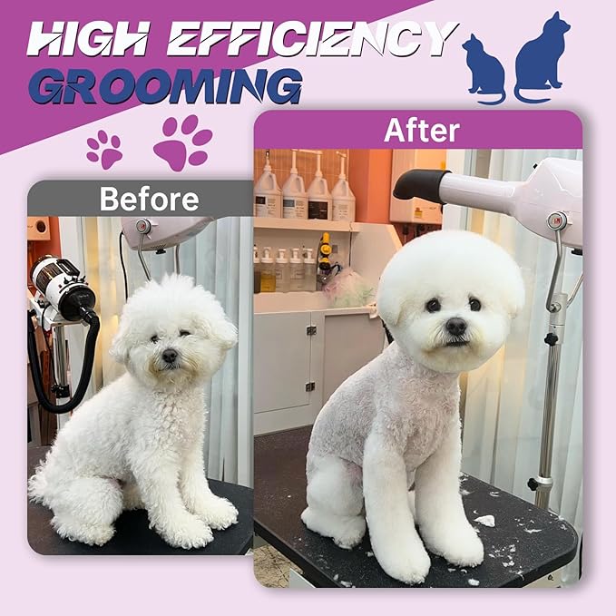 JASON 7" Dog Grooming Scissors - Ergonomic Curved Chunkers Purple Curved Dog Shears 440C Stainless Steel Grooming Shears Professional Pet Shears For Groomer (28-Teeth, Down-curved)