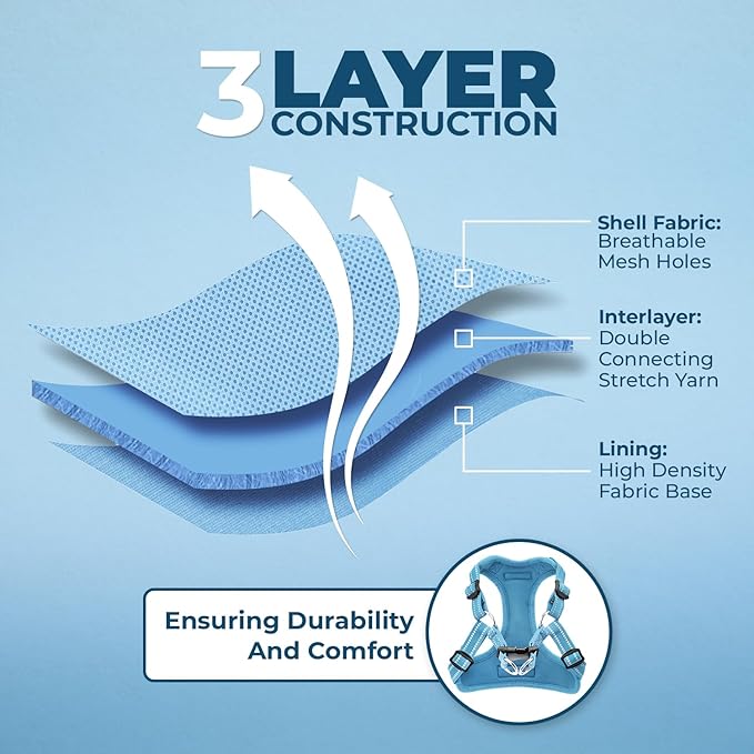 Best Pet Supplies Voyager Adjustable Dog Harness Leash Set with Reflective Stripes for Walking Heavy-Duty Full Body No Pull Vest with Leash D-Ring, Breathable All-Weather - Harness (Baby Blue), S