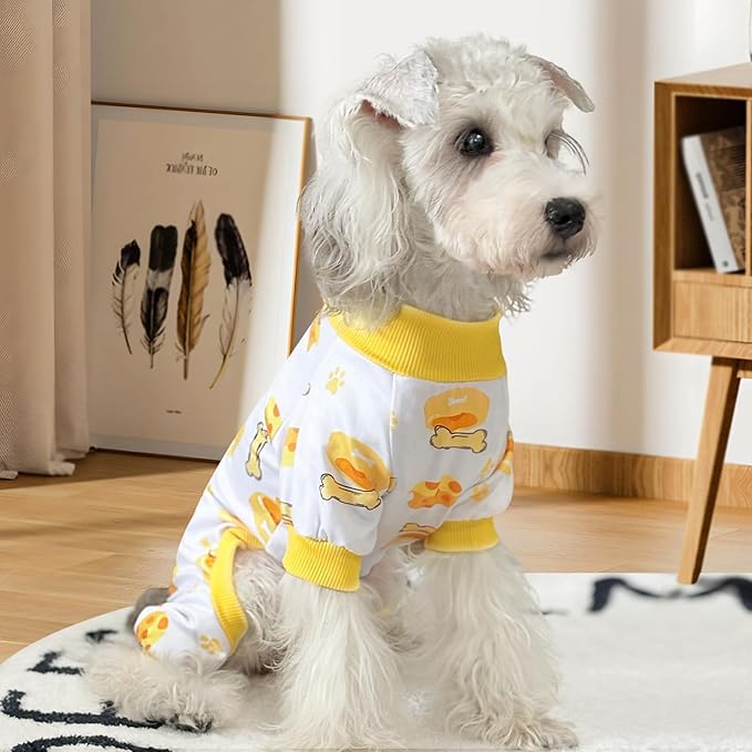 XPUDAC 4 Pack Dog Pajamas for Small Dogs, Puppy Clothes for Boy Girl Strechy Soft Pet Jumpsuit, Cat Onesie-Large