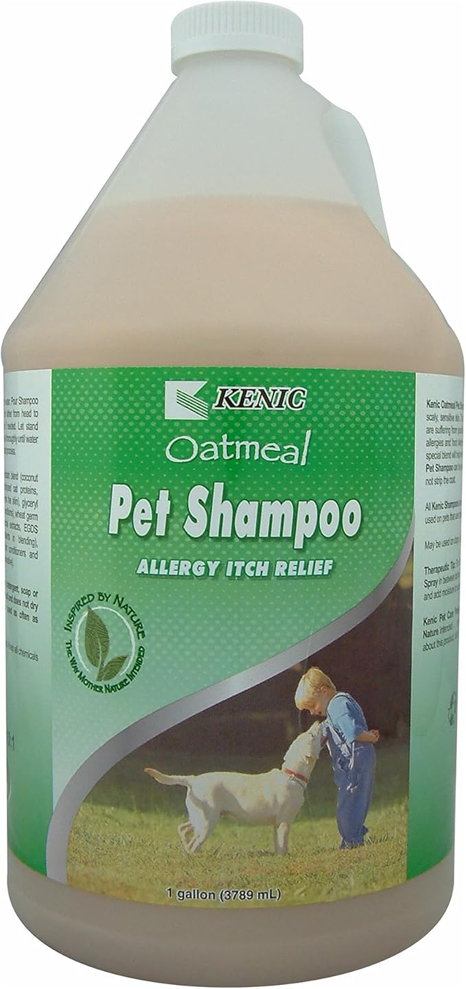 Kenic Oatmeal Anti-Itch Pet Shampoo for Dogs and Cats, Formulated for Quick Soothing Itch Relief with Oatmeal & Almond Oil, Moisturizing Cleansing, pH Balanced, Made in USA