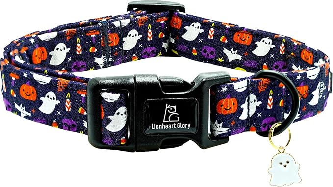 Lionheart glory Dog Collars Fall Halloween Pumpkin Collar Dog Heavy Comfortable Adjustable Dog Collar for Large Collar Dogs Girls or Boys Dog Collar Cute Pet Gift