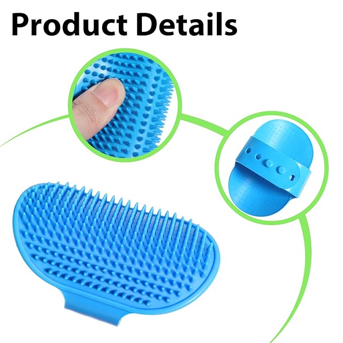 3pcs Rubber Curry Brush, Silicone Dog Brushes, Pet Shampoo Brush with Adjustable Ring Handle for Short Long Haired Dogs Cats,Grooming Soothing Massage Brushes Dog Hair 3 Color