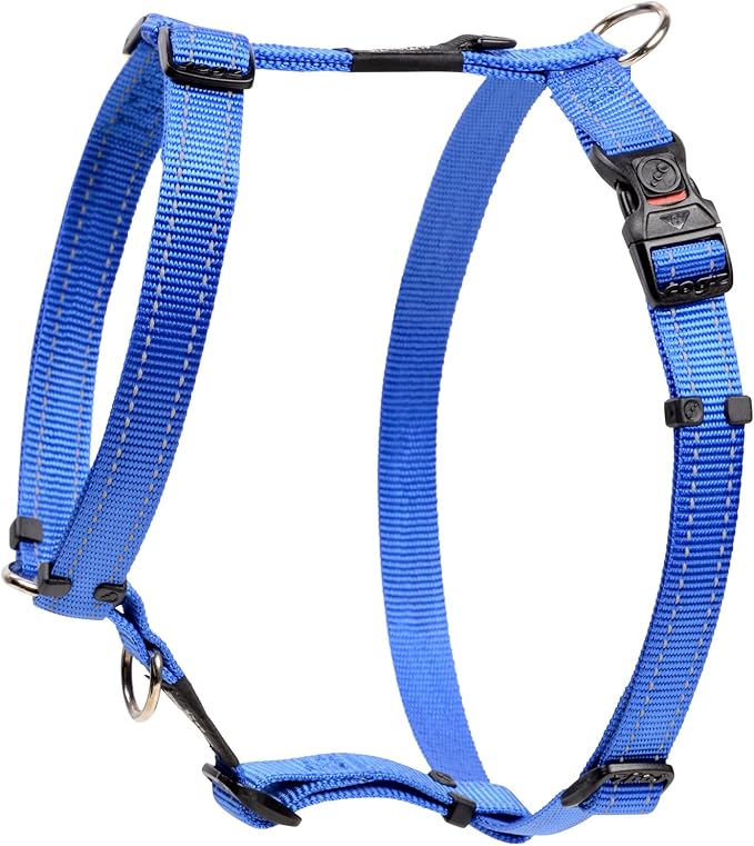 Reflective Adjustable Dog H Harness for Extra Large Dogs; Matching Collar and Leash Available, Blue
