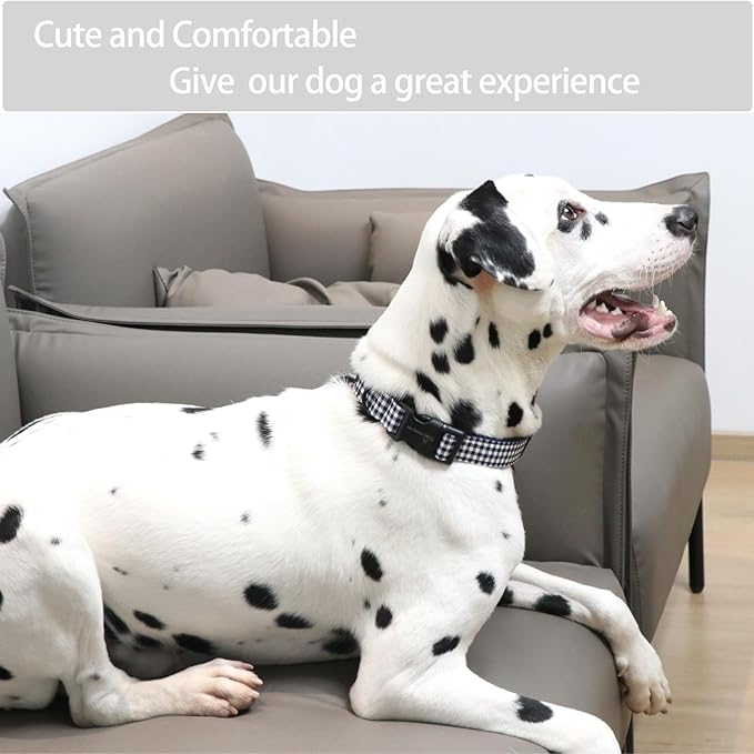 ARING PET Dog Collar-Cute Dog Collar for Small Dogs, Adjustable Comfortable Cotton Plaid Pet Collars for Small Medium Large Male Female Dogs, Small