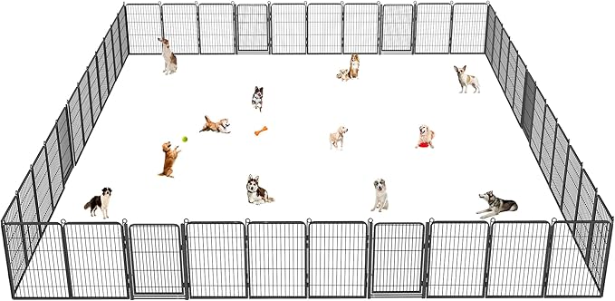 Dog Playpen with Extra Large Door Dog Fence Outdoor for Yard Indoor Dog Pen 32inch 40 Panels Dog Pens Outside Anti-Rust Pet Fence Portable Dog Fence for RV Camping Yard