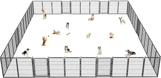Dog Playpen with Extra Large Door Dog Fence Outdoor for Yard Indoor Dog Pen 32inch 40 Panels Dog Pens Outside Anti-Rust Pet Fence Portable Dog Fence for RV Camping Yard