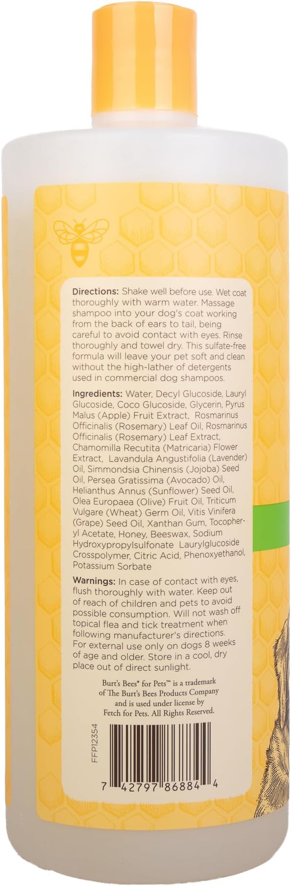 Burt's Bees for Pets Deodorizing Dog Shampoo with Apple and Rosemary, 6pk, 95% Natural Origin Formulas, Dog Deodorizing Shampoo - Gentle Dog Shampoo, Best Dog Shampoo for Smelly Dogs, 6pk, 32 oz
