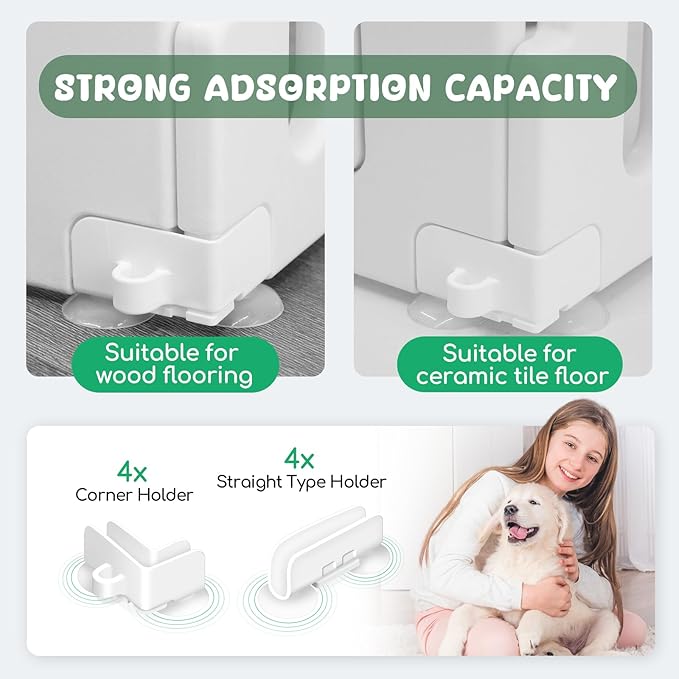 Dog Playpen with Door, 8-Panel 24" Indoor Cat Puppy Playpen, Strong Plastic Small Pet Safety Fence Dog Pen, Non-Slip and Secure Pet Gate, White