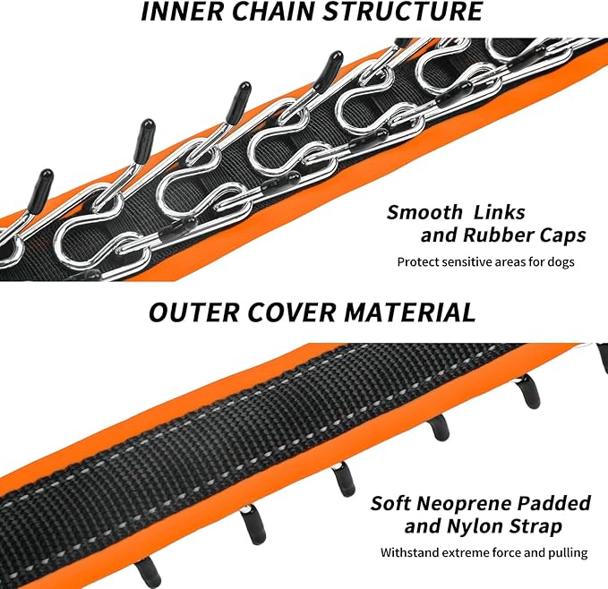 Martingale Collar for Dogs, Heavy Duty Nylon No Pull Dog Collar with Buckle, Adjustable Anti Pull Collar Reflective Slip Collar for Large Medium Small Dog Training Walking S Orange