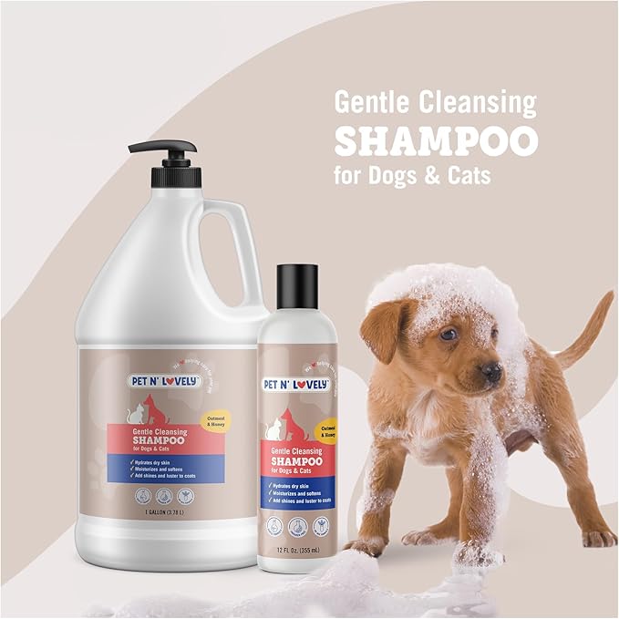 Pet N' Lovely Gentle Cleansing PET Shampoo | for Dogs and Cats | Gently Detangle | Fresh Long Lasting Scent | Deep Cleans and Conditions | 12 Fl. Oz., Clear