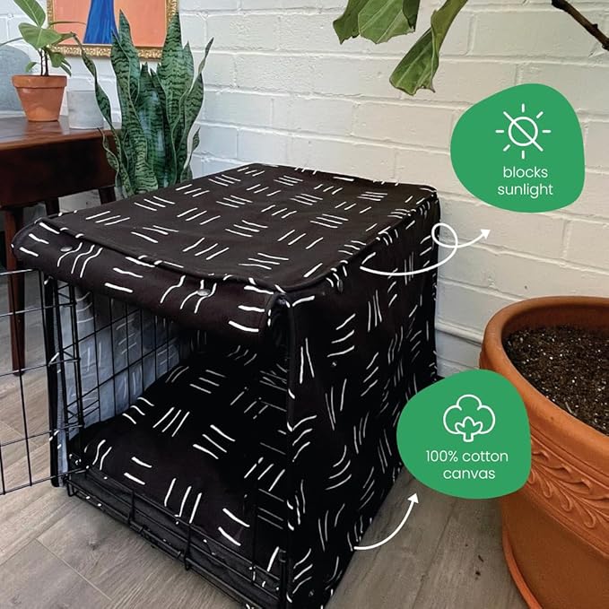 Molly Mutt Rocketman Dog Crate Cover, 100% Cotton Canvas Cover with 2 Roll-Up Panels, Ideal for Dog or Cat Crate, Durable, Washable, and Free of Harmful Chemicals, 42" x 28" x 31"