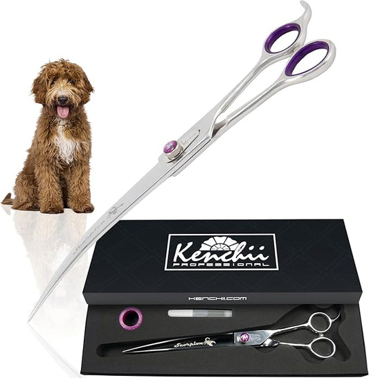 Kenchii Scorpion 9 Inch, Curved Grooming Scissors for Dogs and Pets - Premium Steel Scissors for Dog Grooming - Dog Shears Pet Grooming Accessories - Pet Hair Trimming Scissor
