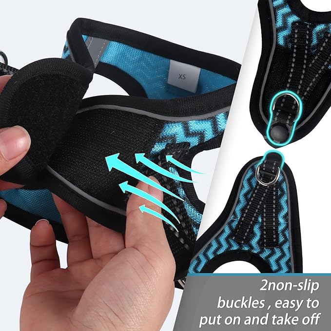 Dog Harness for Small Dogs, Small Dog Harness and Leash Set, Honeycomb Grid, Reflective Lightweight Harness & Anti-Twist Pet Lead,Dog Harness(Multi Color, Size: XS-S-M) (S, Blue)