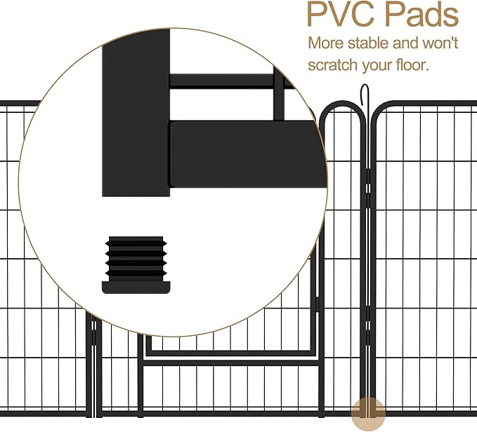 Metal Dog Playpen Outdoor, 40" Height 8 Panels Pet Kennel Crate for Puppy/Small/Medium Dogs, Heavy Duty Metal Playpen with Door, Indoor Portable Dog Fence Pet Exercise Pen for Yard RV Camping