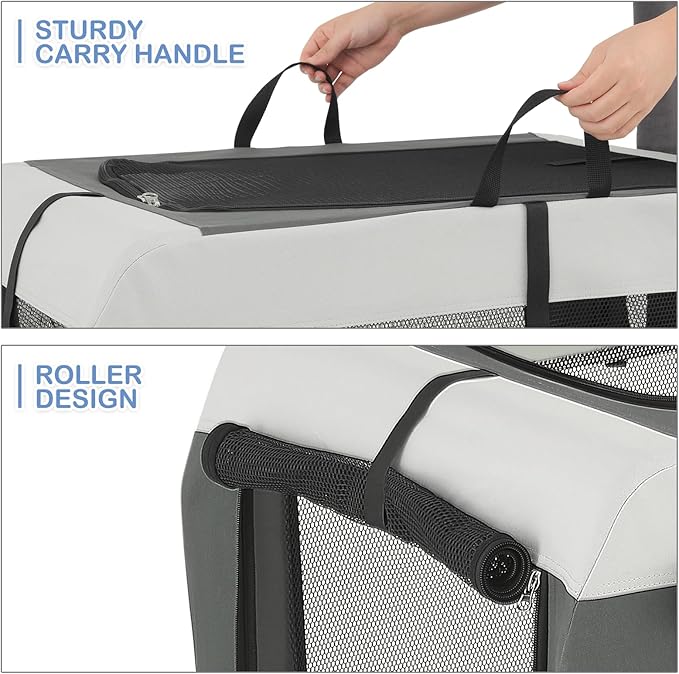 MoNiBloom 36 Inch Dog Crate for Large Medium Dogs, 3-Door Collapsible Dog Crate Foldable Pet Kennel w/Durable Mesh Windows for Indoor Outdoor Used