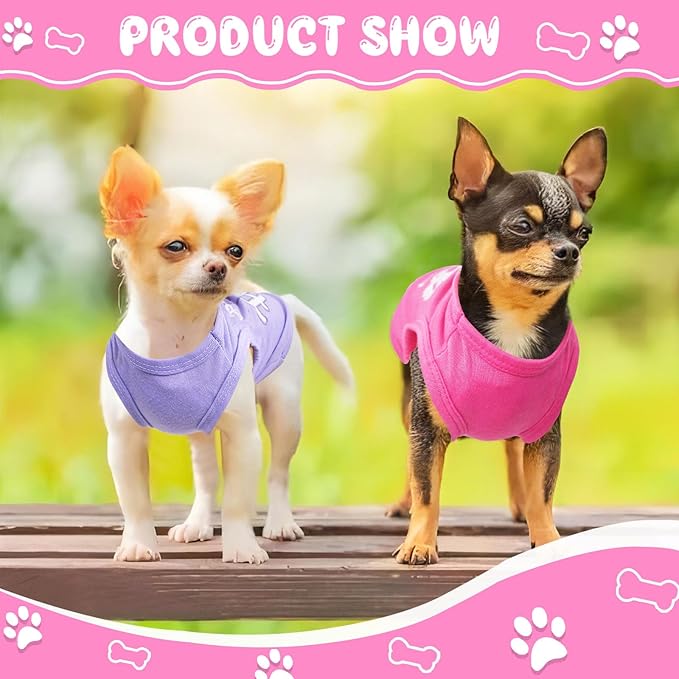 4 Pieces Dog Clothes for Small Dogs Girl Summer Soft Puppy Shirt Cute Chihuahua Teacup Dog Clothes Female Dog Shirts Breathable Pet Clothing Pink Girl Doggie Clothes (XX-Small)