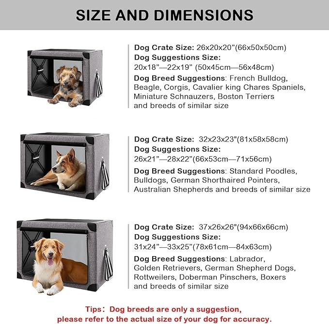 Collapsible Dog Crate - 26 Inch Portable Foldable Travel Crates for Small Dogs with Detachable Storage Bag, Removable Pad, and Mesh Windows for Outdoor & Indoor