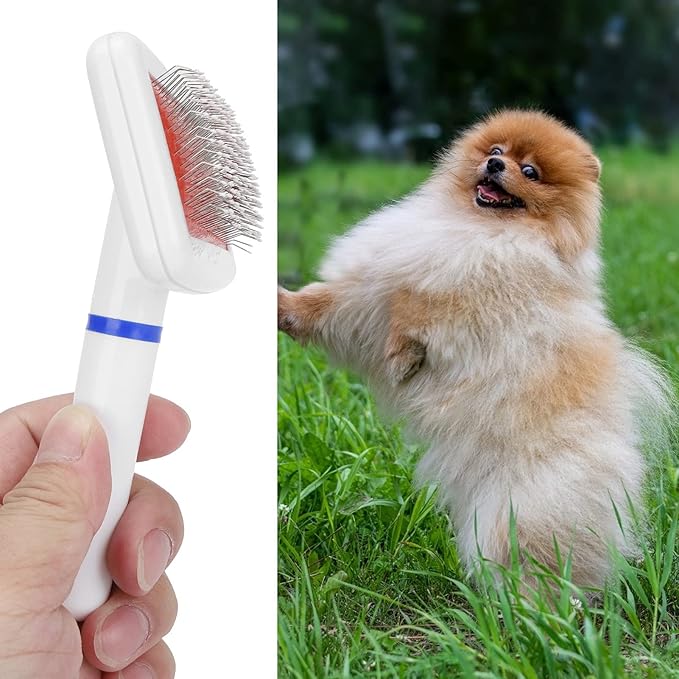 Cleaning Slicker Brush, Pet Grooming Tool Pet Brush Comfortable Design Smoothly Plastic+Stainless for Fluffing for Small Pets for Medium Pets for Tidying