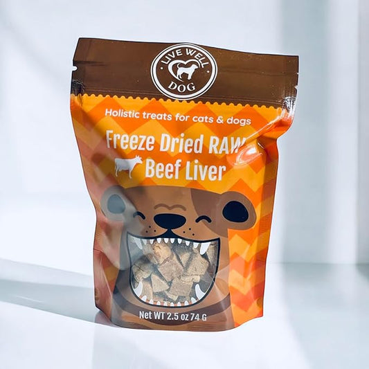 Freeze Dried Beef Liver Treats - Freeze Dried Dog Treats, Beef Liver 2.5 oz for Dogs & Cats - Grain Free & Gluten Free - Resealable Pouch, Single Ingredient, Training Treat in Beef Liver