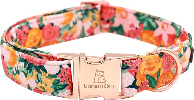 Lionheart glory Premium Floral Dog Collars Spring Dog Collar, Adjustable Heavy Duty Girl Dog Collar for X-Small Dogs