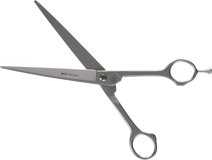 Mars Professional Stainless Steel Curved Scissors Shears, Nickel Finish, 8" Length