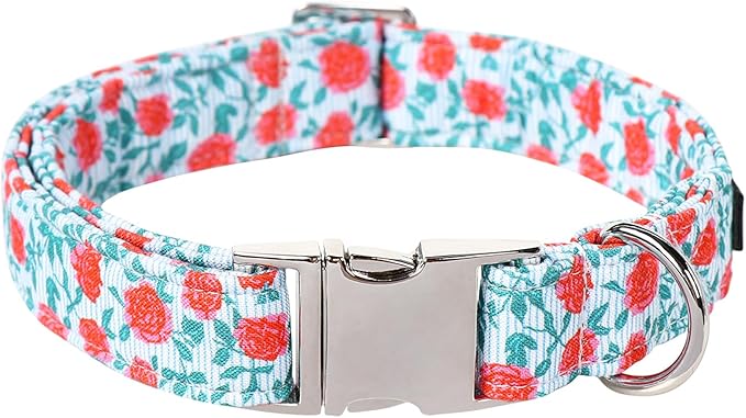 Lionet Paws Dog Collar, Comfortable Adjustable Cute Collar with Metal Buckle for Male Female Dogs Gift, Rose, Large, Neck 16-24 inches