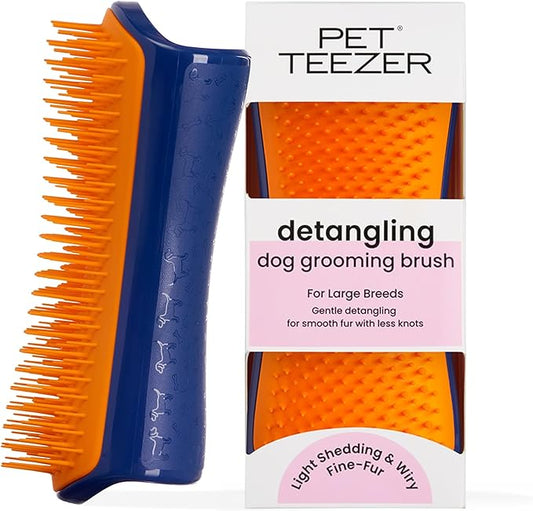 Pet Teezer by Tangle Teezer Detangling Dog Grooming Brush, Dry Brush or Dog Bath Brush for Wet or Dry Fur, Navy & Orange