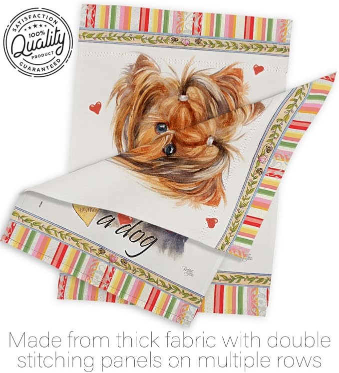 Breeze Decor Yorkie Happiness Garden House Flag Kit Dog Puppy Spoiled Paw Canine Fur Pet Nature Farm Animal Creature Decoration Banner Small Yard Gift Double-Sided, Made in USA