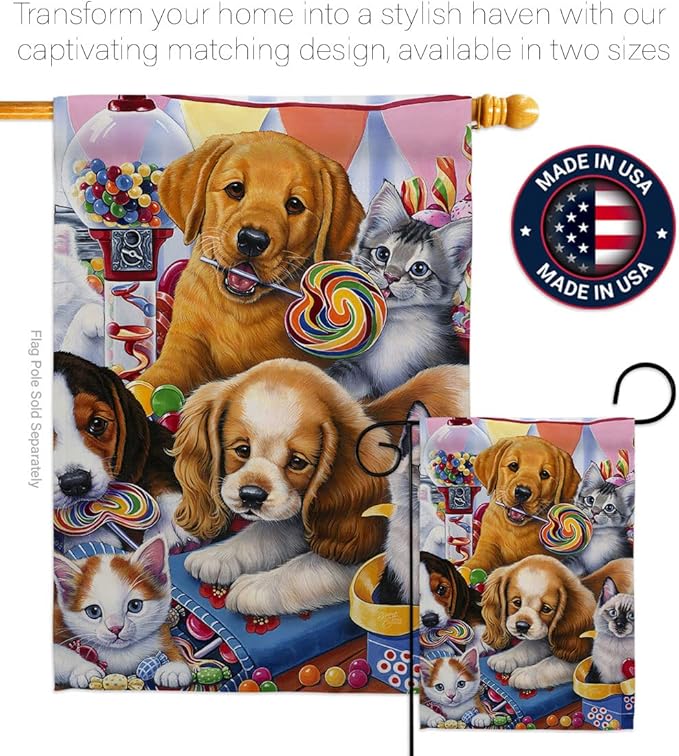 Breeze Decor Sweet Ones House Flag Pack Dog Puppy Spoiled Paw Canine Fur Pet Nature Farm Animal Creature Vintage Applique Decoration Banner Small Garden Yard Gift Double-Sided, Made in USA