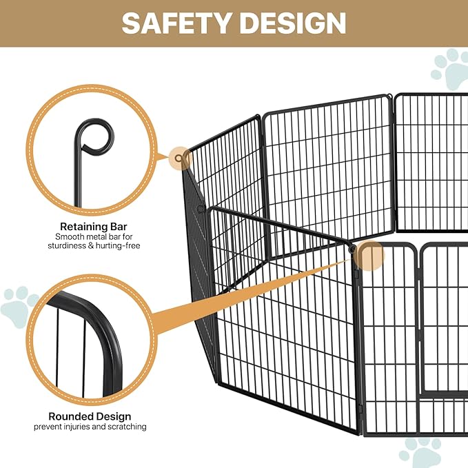 MoNiBloom Dog Playpen Outdoor, 32" Height 10 Panels Heavy Duty Metal Dogs Pen for Medium/Small Animals Pet Exercise Pen for RV Camping Yard