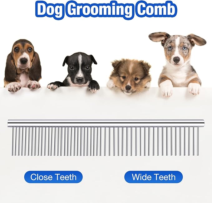 Dog Grooming Scissors with Safety Round Tips,5 in 1 Dog Grooming Scissors Kit, 4CR Stainless Steel Professional Pet Grooming Shears for Dog, Cat,Sharp and Sturdy