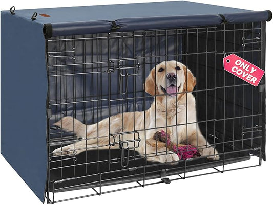 Dog Crate Cover - Kennel Covers Fit for 30 Inch Dog Crate, Double Door Polyester for Wire Puppy Crate Indoor Outdoor Protection, Blue