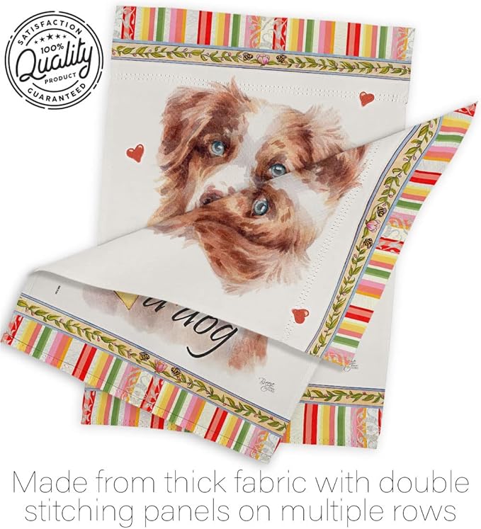 Breeze Decor Red Australian Shepherd Happiness House Flag-Pack Dog Puppy Spoiled Paw Canine Fur Pet Nature Farm Animal Creature Applique Banner Small Garden Yard Gift Double-Sided, Made in USA