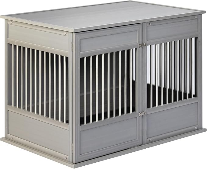 New Age Pet Horizon Pet Crate - Durable ECOFLEX with Stainless Steel Spindles, Bone-Shaped Latches, Easy Access Door, Stylish Design, 10-Year Warranty, Available in 3 Sizes & 2 Colors