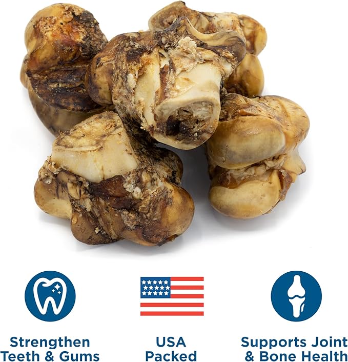 Best Bully Sticks All Natural Beef Knuckle Bones for Dogs - 5 Pack - Long Lasting Dog Bones for Aggressive Chewers