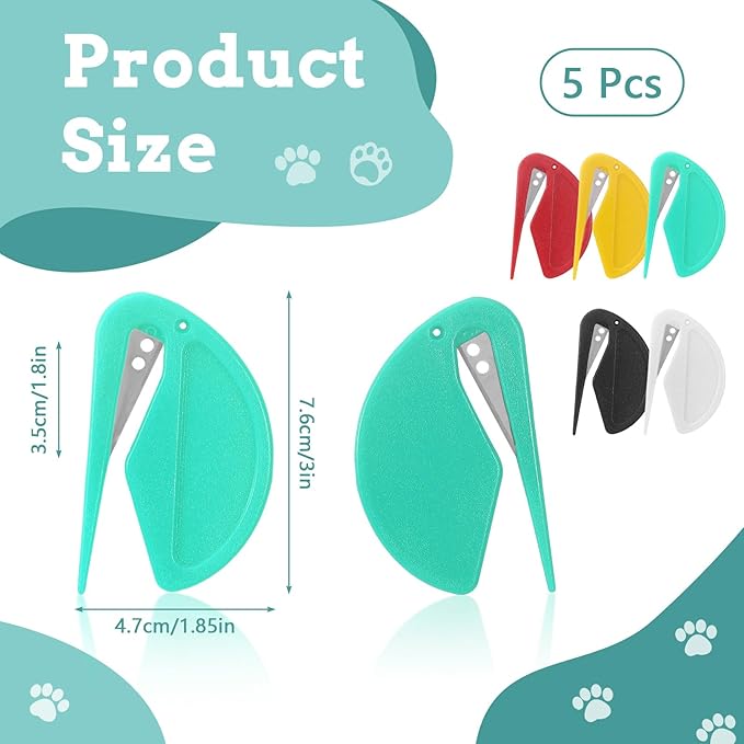 5 Pieces Colorful Pet Knotting Comb Set, Small Plastic Cat Hair Removal Tool, Multifunctional Dematting Comb for Dogs Grooming Removing Loose Tangled Supplies (5)