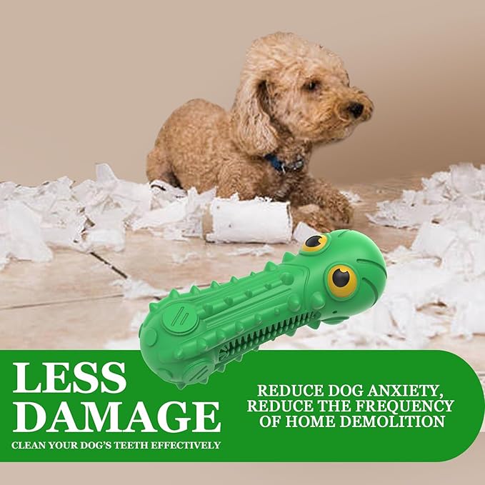 Dog Squeaky Toys for Aggressive Chewers, Dog Chew Toys for Large Medium Breed Dog, Dog Toys, Tough Durable Dogs Toys with Natural Rubber (Green)