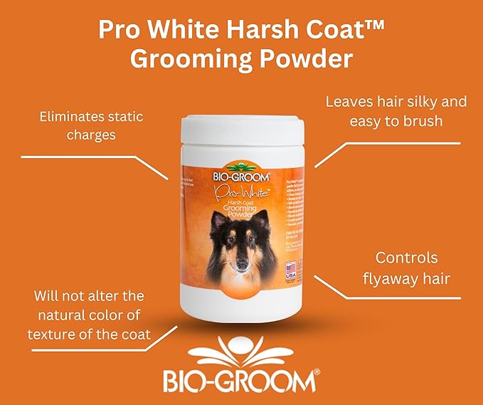 Bio-Groom Pro-White Dog Grooming Powder – Harsh Coat Defense, Dog Bathing Supplies, Puppy Wash, Cat & Dog Grooming Supplies, Cruelty-Free, Made in USA, Dog Powder for Odor – 8 oz 1-Pack